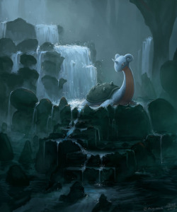 butt-berry:When I was a kid playing Pokemon Gold, this is how I imagined Union Cave with the Lapras appearing on Fridays looked. IG