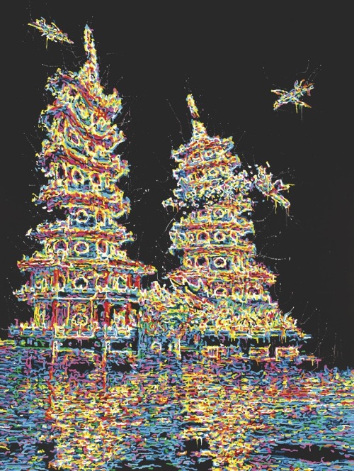 thunderstruck9:You Jin (Chinese, b. 1968), Double Tower, 2008. Oil on canvas, 200 x 149.7 cm.
