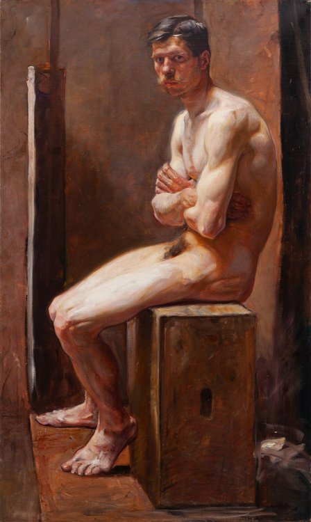 thunderstruck9:  Bolesław Barbacki (Polish, 1891-1941), Study of a male nude, 1914. Oil on canvas, 150 x 90 cm.