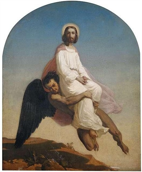 tgmember:handmaid-of-god:coriesu:Temptation of Christ Anselm Feuerbach —1857Jesus is 100% done with 