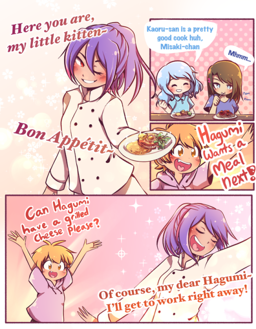 based off a headcanon that kaoru knows how to cook really elegant and fancy dishes but nothing else