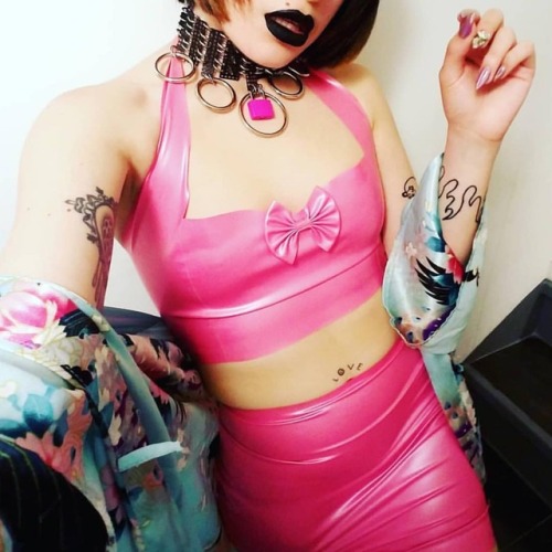 @biohazard_angelz a stunner in our 2 PIECE LATEX SET The set is available in black or pink and is ha