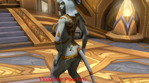 draenei-vindicator-panchira:  draenei-vindicator-panchira:  Seem’s Pan enjoys the peaking eyes, and puts on a small show. Not forgetting to show off her new tattoo!  Rebums!