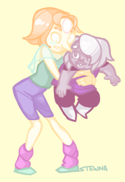 stewna:  pearl &amp; amethyst from story for steven, late to the party. their outfits are hella cute