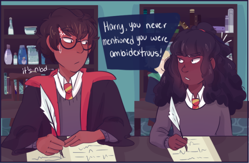 turbovickii:jostaart:that’s friendship, babes! x/x[ID: a digitally drawn harry potter com