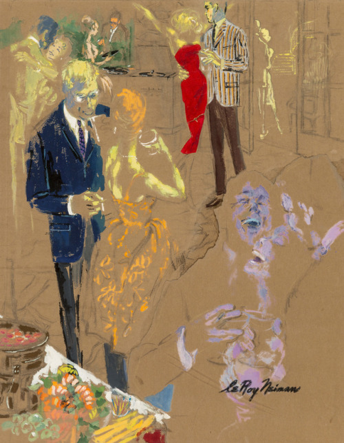 Spring House Party.LeRoy Neiman illustration for Playboy (May 1958).