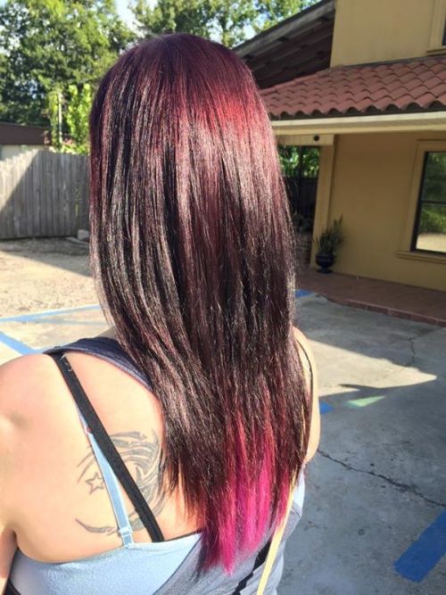 Chocolate Brown Hair with Pink Underneath