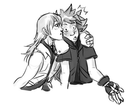 kitoridragoness:  sora still doesn’t seem to be used to riku’s affectionate side