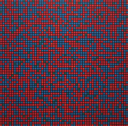 François Morellet - 40% Blue, 40% Red, 10% Green,10% Orange(Chartres), from the series: Random Distr