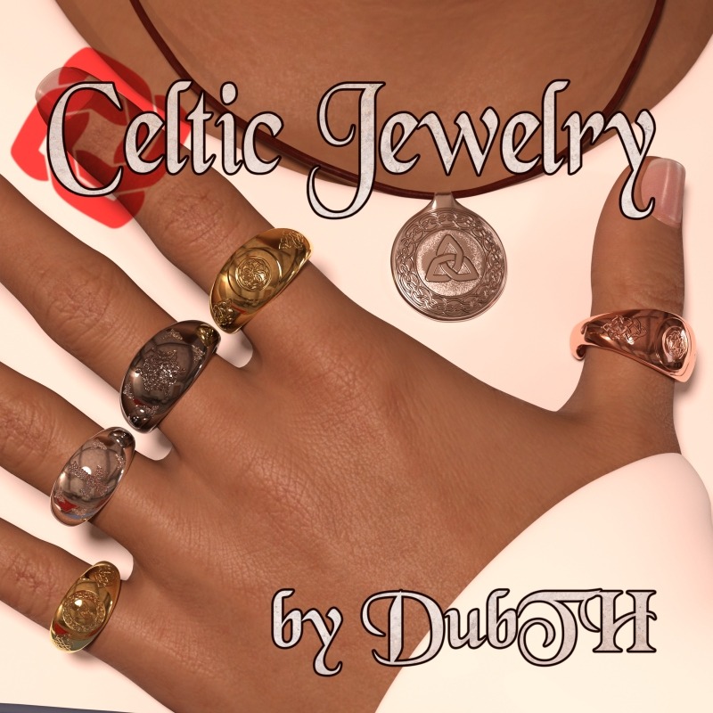 Metal jewelry set with Celtic pattern. Contains a necklace and a ring for Genesis