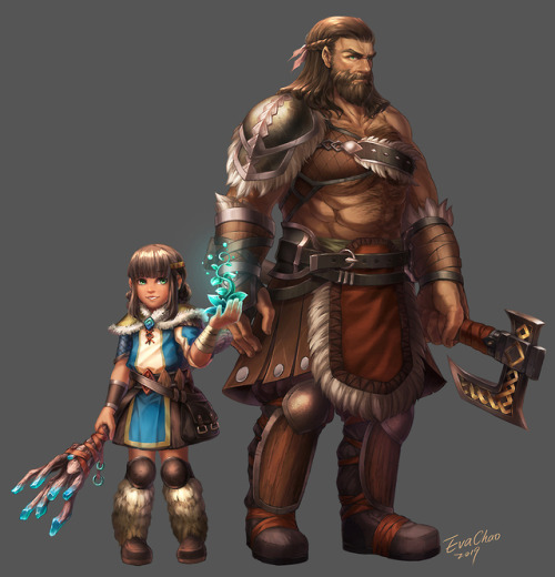  Warrior and his daughter 上色就到這邊啦 