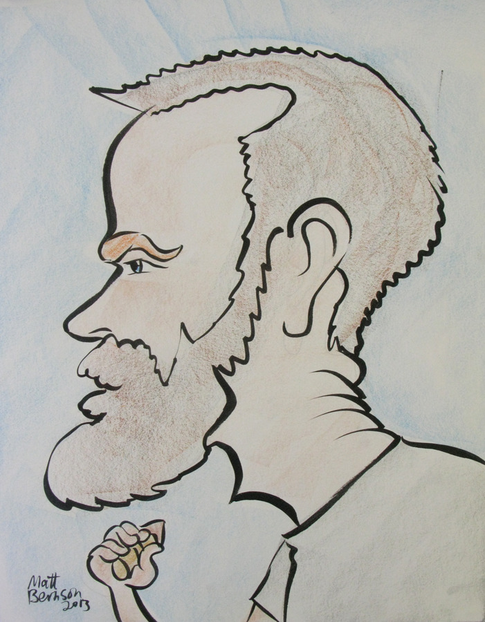 These caricatures were done at Dairy Delight 04 August 2013. Ink and woodless colored