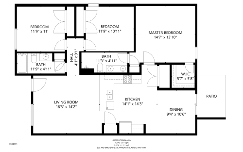 A floor plan to a house