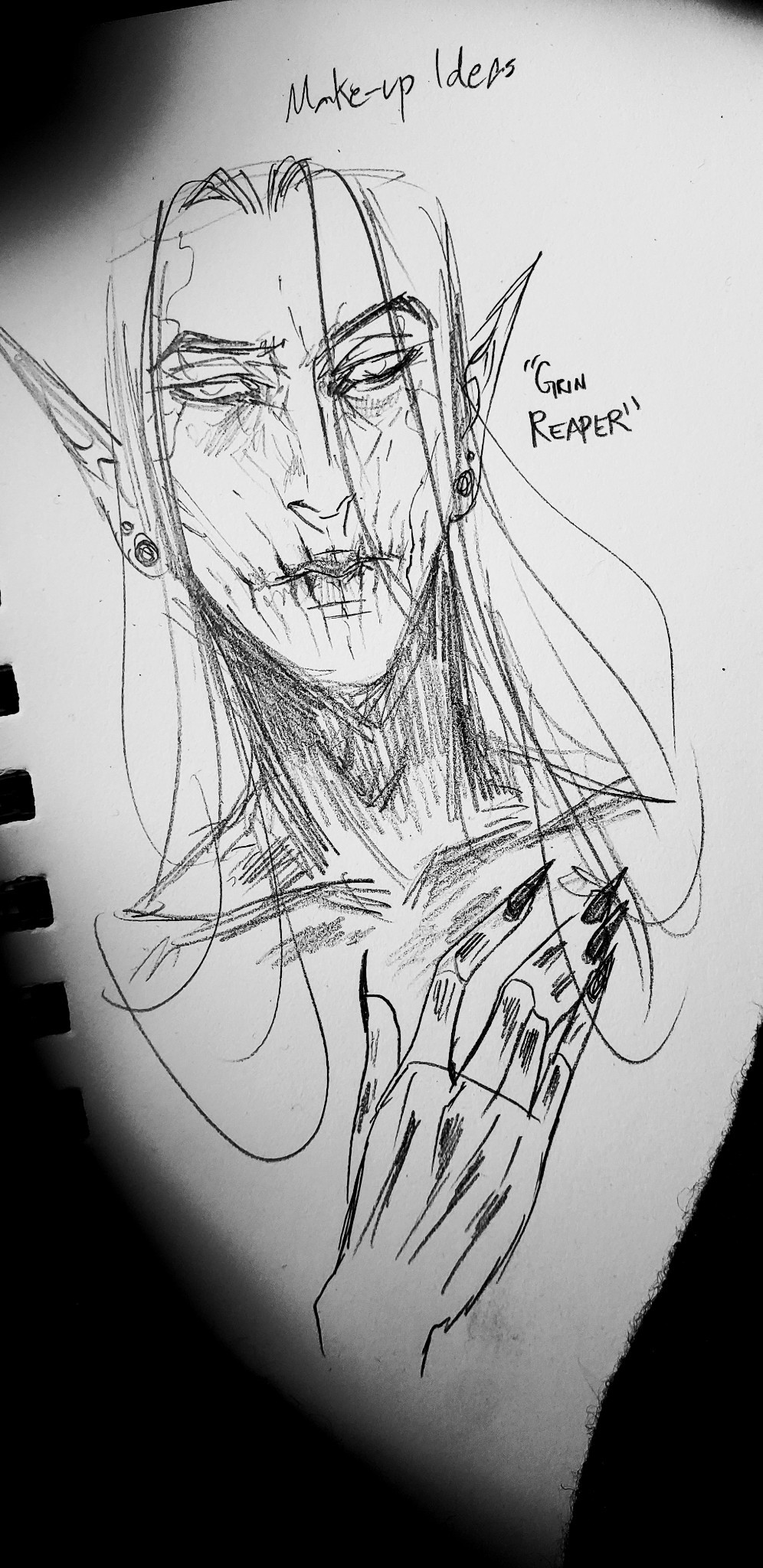 Sketched a makeup look idea for later.💀