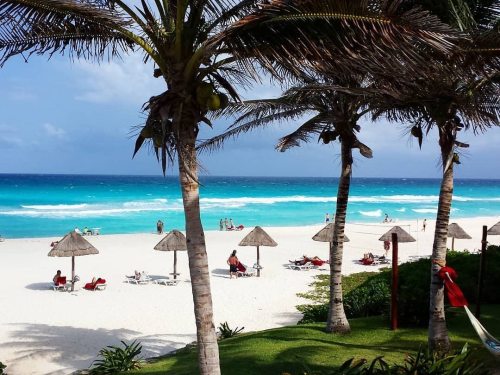 Posted @withregram • @mexicovisitor Palm trees, the beach and the Caribbean Sea in Cancun. What more