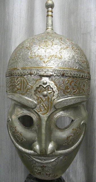 Persian silver plated helmet and mask, 18th-19th century.from Value Art