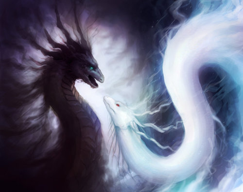 awesomedigitalart: Dragons of Yin and Yang - WIP by =sanguisGelidus