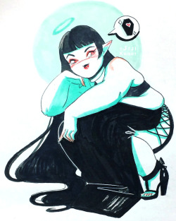 jijidraws: ✧ Fangtastic ✧  I started a little series after Mermay I called “Fashionably Undead Cutie;” I might revisit this character later on. o v o – jiji 