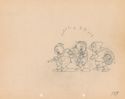 Silly Symphony - The Big Bad Wolf directed by Burt Gillett, 1934Original production drawing of Littl