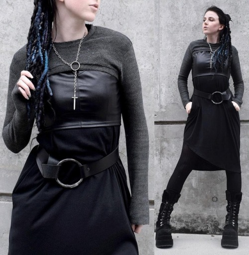  Coven Crusader Here to smite all evil and hex the patriarchy Grey top and dress from Noctex, neckla