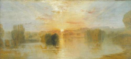 artist-turner:The Lake, Petworth, Sunset; Sample Study, 1828, William Turnerwww.wikiart.org/