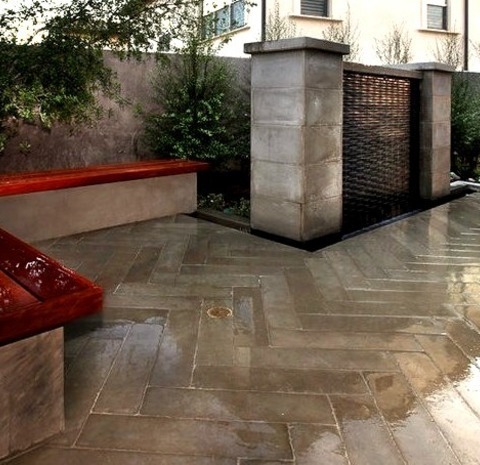 Contemporary Landscape - LandscapeA Picture Of A Small, Modern Backyard With A Concrete Paver Water Feature