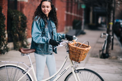 preferredmode: Coco rides a Linus 3-speed bicyclephotographed on Greenwich Ave. and Clarkson St., Ma