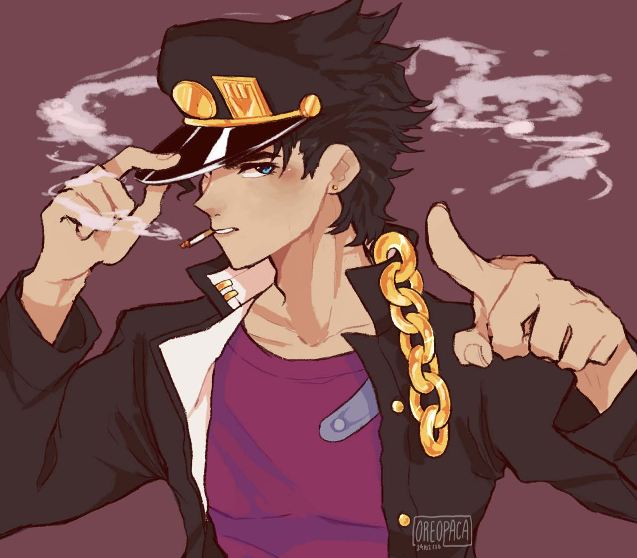 Fanart] A year ago I started watching JJBA, so to celebrate I tried making  Jotaro in Part 5 Style : r/StardustCrusaders