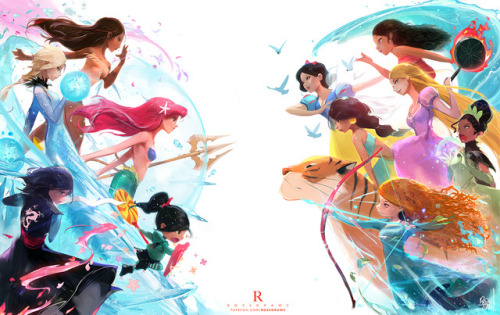 rossdraws: Here’s the final piece from the video drawing the Princesses in a Battle Royale!! I tried to include all the princesses but there are SO many! My favorite Princess is Kida from Atlantis which I plan to make a separate piece for. I had a lot