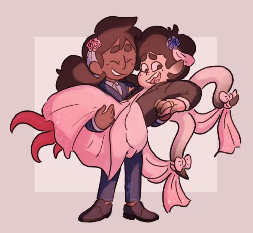 hugthesquids:So I colored this lovely sketch that @artsycooky13 did of Steven and Connie getting mar