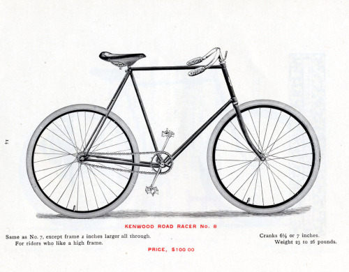 Kenwood Bicycles, Cover of the Catalogue,1895. USA. Smithsonian Libraries. Kenwood Road Racer No.8: 