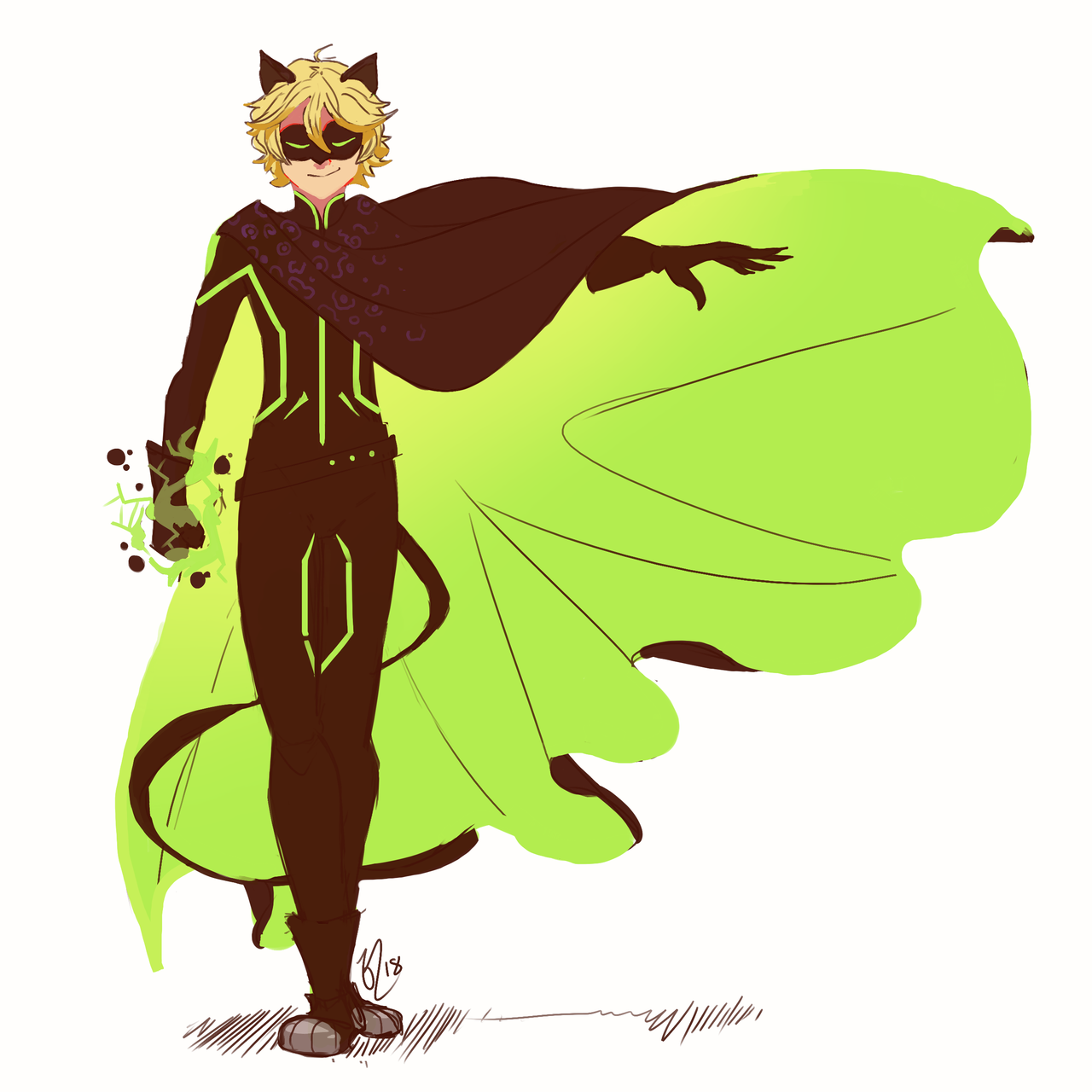 breesdoodles:  a redraw of my CapedCatNoir! because the old one was terrible and