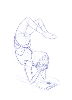 gikamoth:  Woah, something not pixel based!Fanart-sketch of Pearl from Steven Universe. Was trying to combine her flexible ballerina-thing with her adorkable nerd-thing.