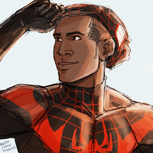 gottachasepigeons:Warmup from yesterday. Aged-up Miles Morales aw yea