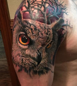 tattooideas123:  Realistic Owl Cover Uphttp://tattooideas247.com/owl-cover-up/