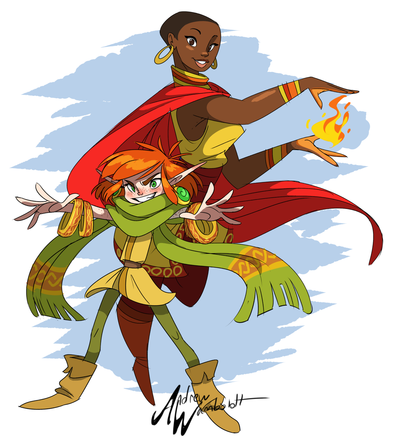 heffysdoodles:  Significantly revamped these two! Fen the Celtic elfin wind mage