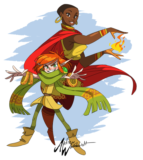 heffysdoodles:  Significantly revamped these two! Fen the Celtic elfin wind mage and Nuru the Maasai fire mage. Will base a cool fantasy story around them one of these days! 