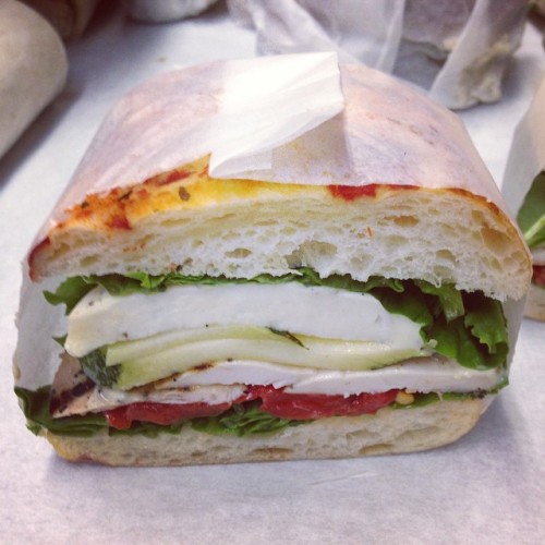 Umm umm good #myjob #chicken #mozzarella #redpepper #tomato #focaccia #foodporn