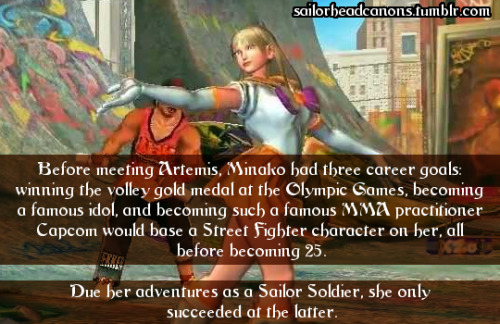 Before meeting Artemis, Minako had three career goals: winning the volley gold medal at the Olympic 