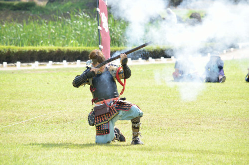 越前朝倉戦国まつり2019火縄銃砲演(大垣城鉄砲隊・愛知古銃研究会)