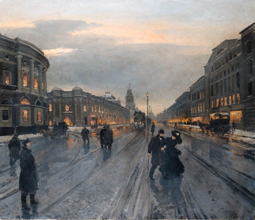 the-paintrist: Alexander Karlovich Beggrov (1841-1914) - View of the Nevskii Prospect - 1882oil on c