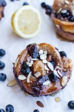 intensefoodcravings:Vanilla Bean Blueberry Lemon + Cream Cheese Swirl Sticky Buns | Half Baked Harvest