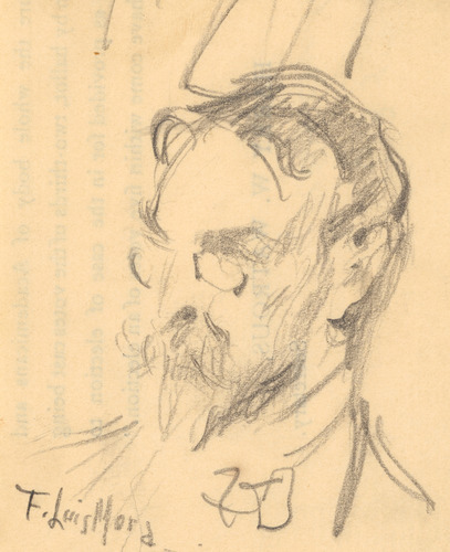 si-national-portrait-gallery:  John White Alexander, Francis Luis Mora, 1911, Smithsonian: National Portrait GallerySize: Sheet: 10.1 × 8.1 cm (4 × 3 3/16&quot;)Medium: Pencil on paperhttps://npg.si.edu/object/npg_NPG.87.91