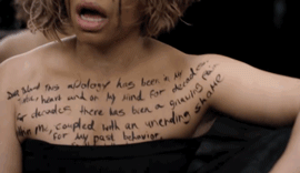 micdotcom:  Watch: Tisha Campbell-Martin writes her rapist’s apology on her body