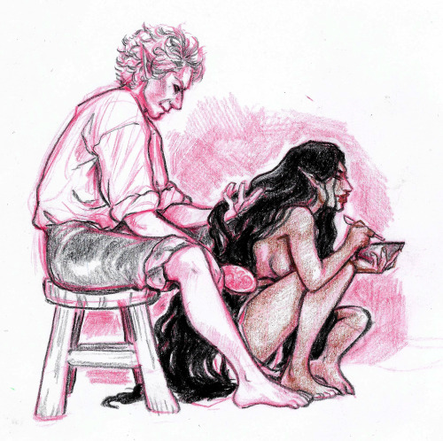 A Little Idea: Maistacia And Asterion Helping With Each Other's Hair Routines...yes This Is Just A Desperate