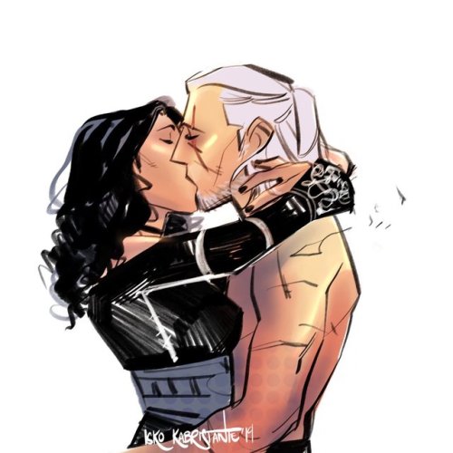 iskodraws:  yennefer/geralt! I’m trying to remember how to like, color, after doing a lot of black a