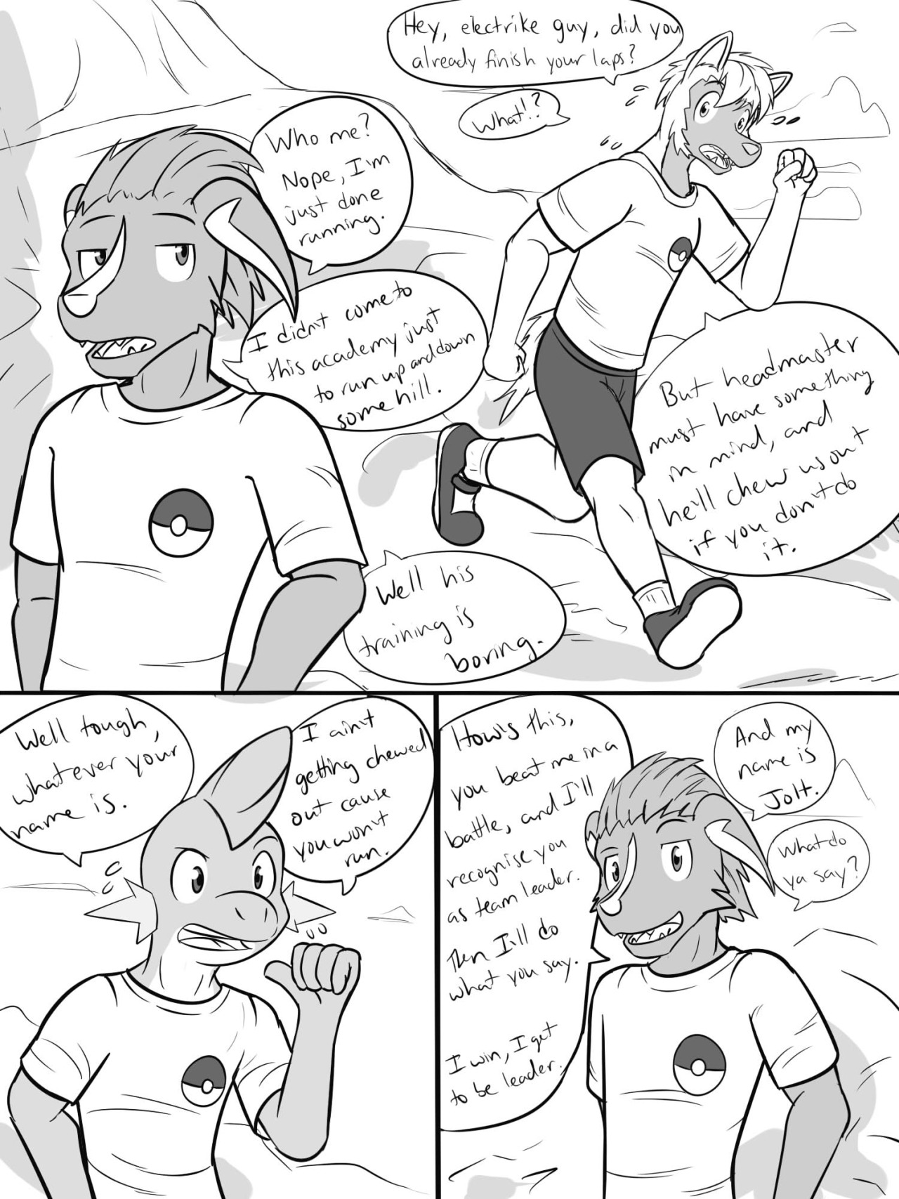 Pokemon Combat Academy, pg 28-29First day of training for the regional tournament,