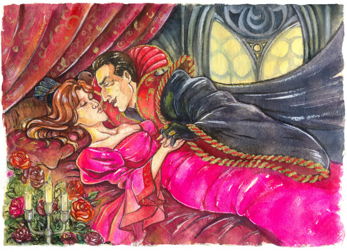 Sleeping beautie Miranda and her vampire beast, the Master for amazing @cookiepianos &lt;3