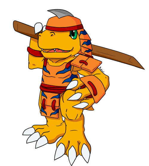 gg-rain:  gg-rain:  It bothered me that this really neat rare version of Agumon had no official art so this happened  i would love to see other artists ideas of what he could look like! If you draw and you’d like to take a stab at him attach your design