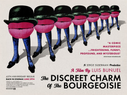 movieposteroftheday:  40th anniversary UK quad poster for THE DISCREET CHARM OF THE BOURGEOISIE (Luis Buñuel, France/Italy/Spain, 1972) Designer: TBD (after Ferracci) Poster source: ICO 